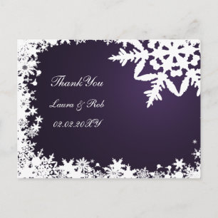 Carte Postale Merci de mariage d'hiver violet