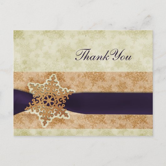 Carte Postale Merci de mariage d'hiver violet rustique (Devant)