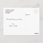Carte postale Merci de mariage élégant | Script bl (Dos)