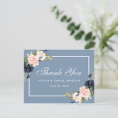 Carte Postale Merci de Mariage floral bleu pâle rose (Debout devant)