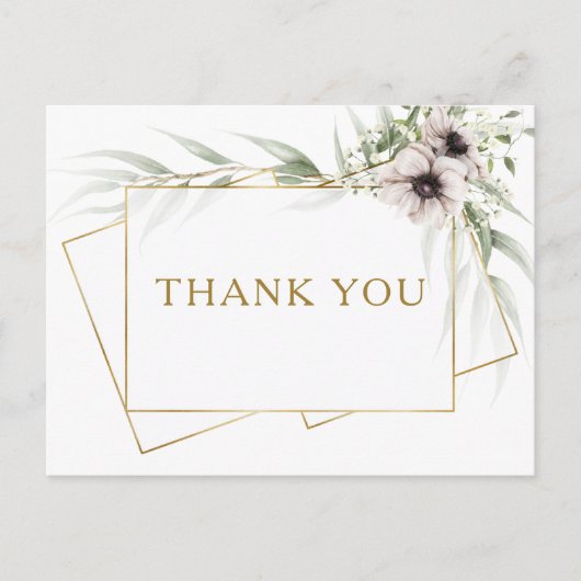 Carte Postale Merci de Mariage géométrique Eucalyptus Gold (Devant)