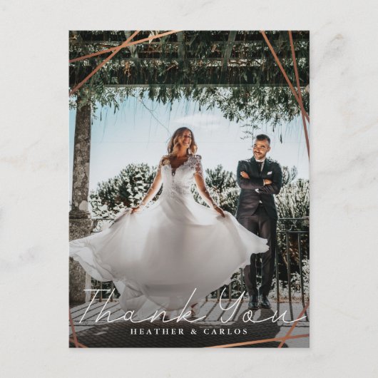 Carte Postale Merci de Mariage géométrique Or moderne (Devant)