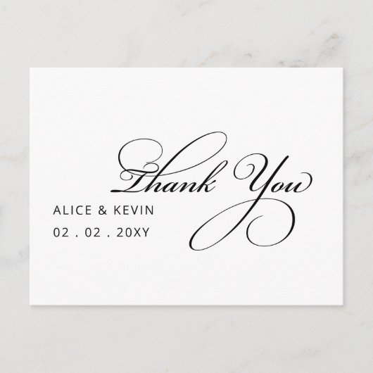 Carte Postale Merci de Mariage manuscrit simple script (Devant)