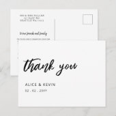Carte Postale Merci de Mariage manuscrit simple script (Devant / Derrière)