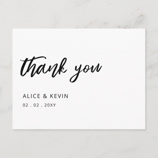 Carte Postale Merci de Mariage manuscrit simple script (Devant)