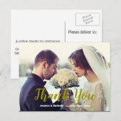 Carte postale "Merci" de mariage personnalisée (Devant / Derrière)