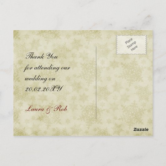 Carte Postale Merci de mariage rustique rouge hiver (Dos)