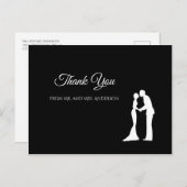 Carte Postale Merci de mariage simple noir et blanc élégant (Devant / Derrière)