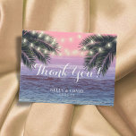 Carte Postale Merci de mariage tropical Palm Tree Beach<br><div class="desc">Palmier Tropical & String Lights Beach Wedding Merci Cartes.</div>
