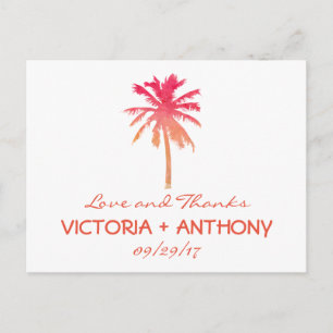 Carte Postale Merci de mariage tropical Sunset Palm Tree Beach