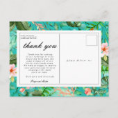 Carte Postale Merci de Mariage végétal bleu tropical (Dos)