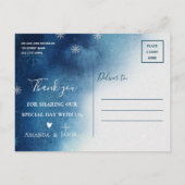 Carte Postale Merci de Mariage Whimsical Blue Snowflake (Dos)