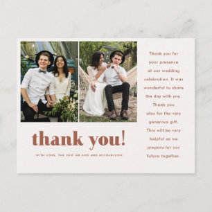 Carte Postale Merci de Mariage Whimsical Terracotta deux photos