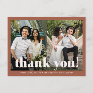Carte Postale Merci de Mariage Whimsical Terracotta deux photos