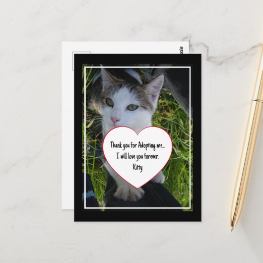 Carte Postale Merci de m'avoir adopté..je t'aimerai pour toujour (Devant/Arrière en situation)