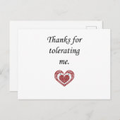 Carte Postale Merci de me tolérer Saint-Valentin moderne (Devant / Derrière)