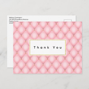 Carte Postale Merci de Motif de luxe rose Tufted Diamond