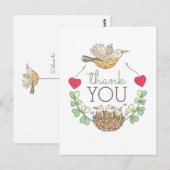 Carte Postale Merci de nid d'oiseaux mignon (Devant / Derrière)