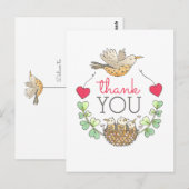 Carte Postale Merci de nid d'oiseaux mignon (Devant / Derrière)