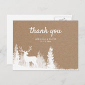 Carte Postale Merci de Noël Mariage Kraft Paper Deer (Devant / Derrière)