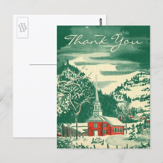 Carte Postale Merci de Noël vintage (Devant / Derrière)