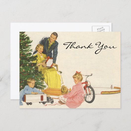 Carte Postale Merci de Noël vintage (Devant / Derrière)