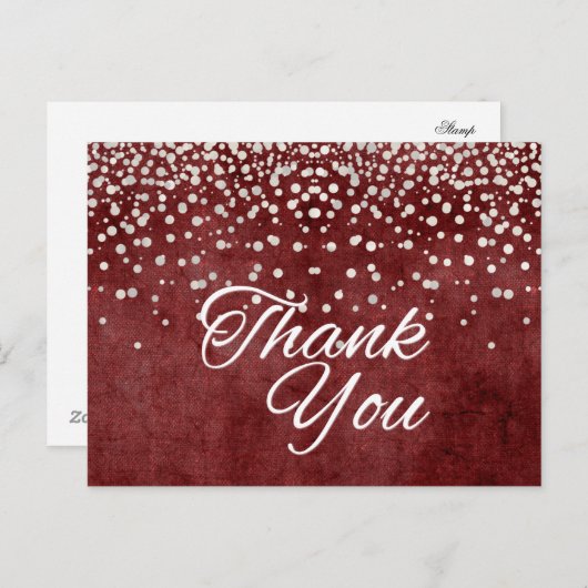 Carte Postale Merci de Parties scintillant blanche à la mode bon (Devant / Derrière)