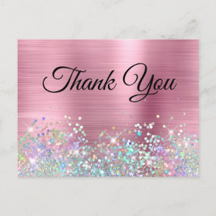 Carte Postale Merci de Parties scintillant Foil Rose