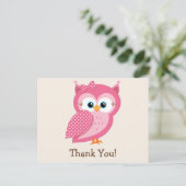 Carte Postale Merci de Pot Owl rose et blanc (Debout devant)