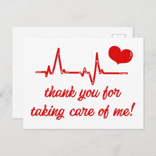 Carte Postale Merci de prendre soin de moi Merci médical (Devant / Derrière)