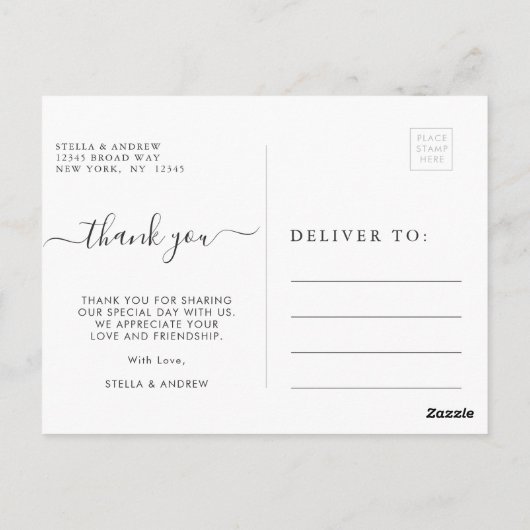 Carte Postale Merci de script à la main chic (Dos)