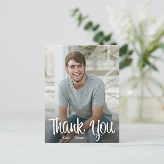 Carte Postale Merci de script blanc tendance (Debout devant)