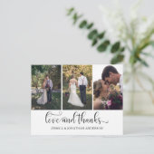 Carte Postale Merci de script de calligraphie à trois photos | (Debout devant)