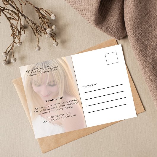 Carte Postale Merci de script photo simple et élégant