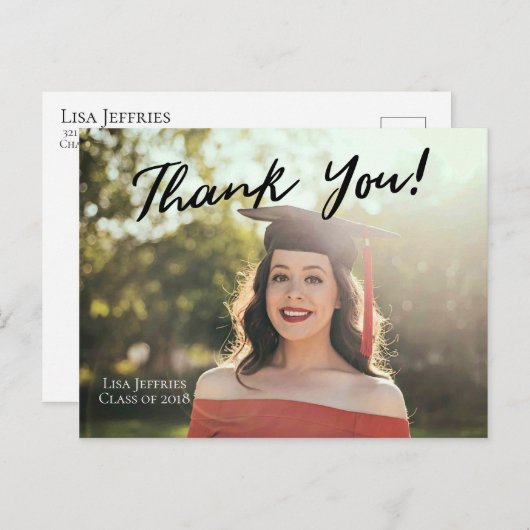 Carte Postale Merci de script simple et élégant (Devant / Derrière)