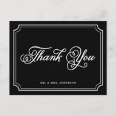 Carte postale Merci de script Whimsical noir et bl (Devant)