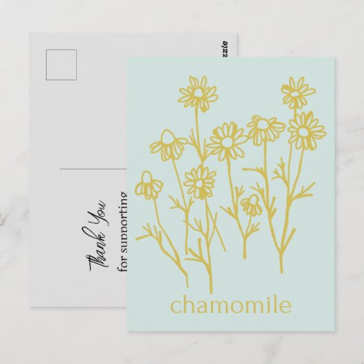 Carte Postale Merci de soutenir mon entreprise Camomille (Devant / Derrière)