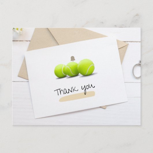 Carte Postale Merci de tennis avec tennis en blanc (Devant)