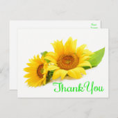 Carte Postale Merci de tournesol jaune Fleurs de mariage vertes (Devant / Derrière)