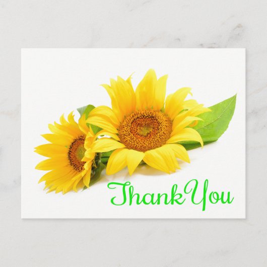 Carte Postale Merci de tournesol jaune Fleurs de mariage vertes (Devant)