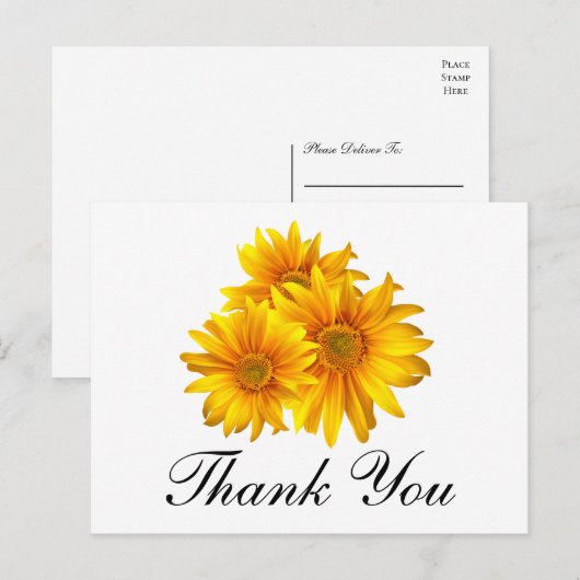 Carte Postale Merci de tournesol Pays Mariage floral (Devant / Derrière)