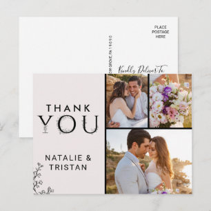 Carte Postale Merci de typographie florale