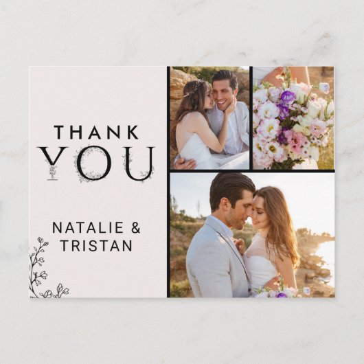 Carte Postale Merci de typographie florale (Devant)