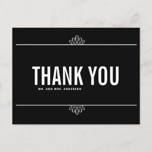 Carte postale Merci de Typographie moderne noir bl