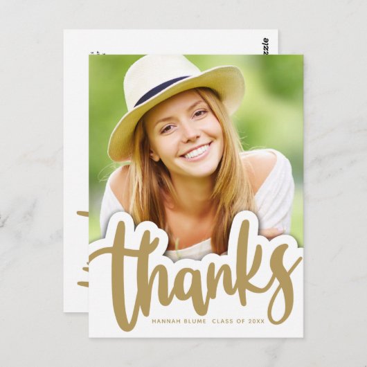 Carte Postale Merci de votre diplôme | Conception manuscrite sur (Devant / Derrière)