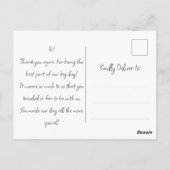 Carte Postale Merci de votre venue Nom personnalisé & Message (Dos)