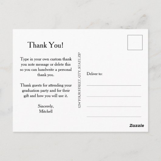 Carte Postale Merci décontracté de diplôme de script et de photo (Dos)