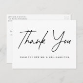 Carte Postale Merci décontracté de Mariage de script noir  (Devant / Derrière)