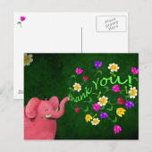 Carte Postale Merci d'éléphant rose mou (Devant / Derrière)