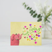 Carte Postale Merci d'éléphant rose mou (Debout devant)